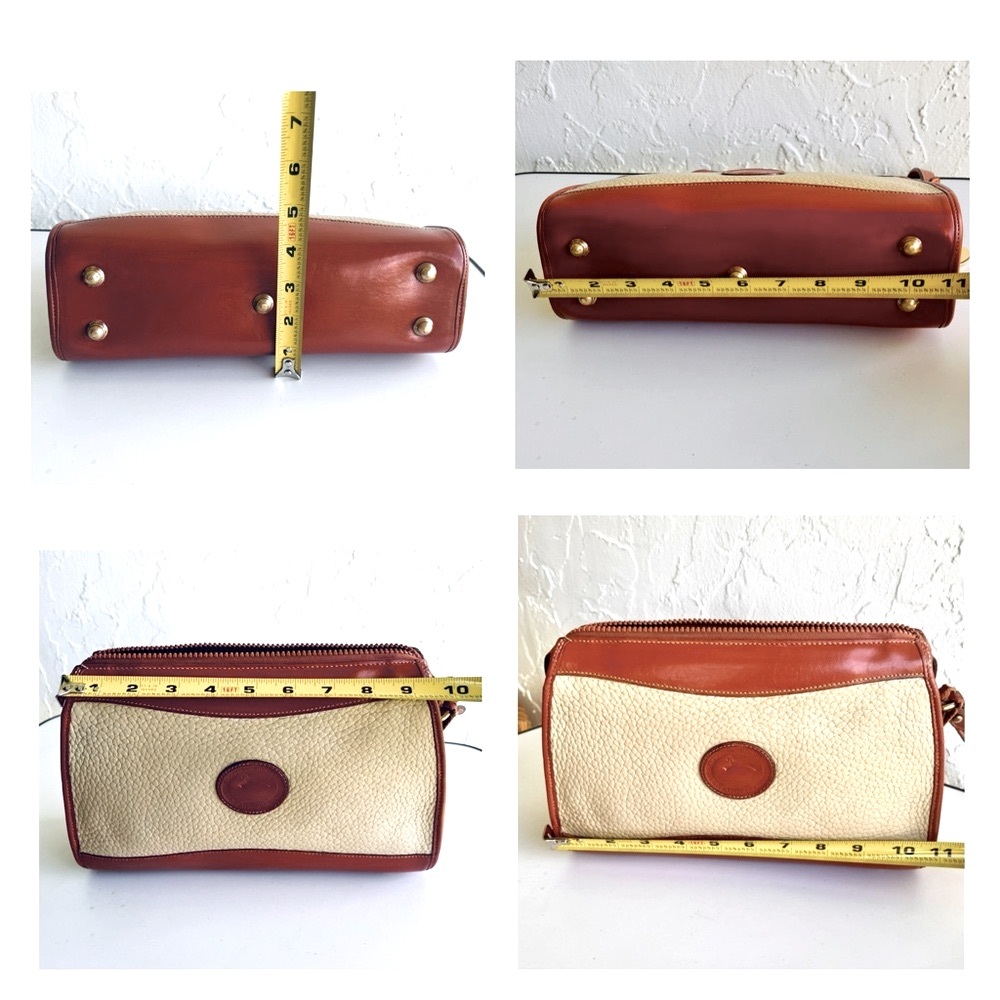 VINTAGE DOONEY & BOURKE FARMHOUSE COTTAGE BEIGE TAUPE/TAN TRIM CROSSBODY - Picture 14 of 15